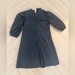 Bcbg girls Black Puff-Sleeve faux leather Dress